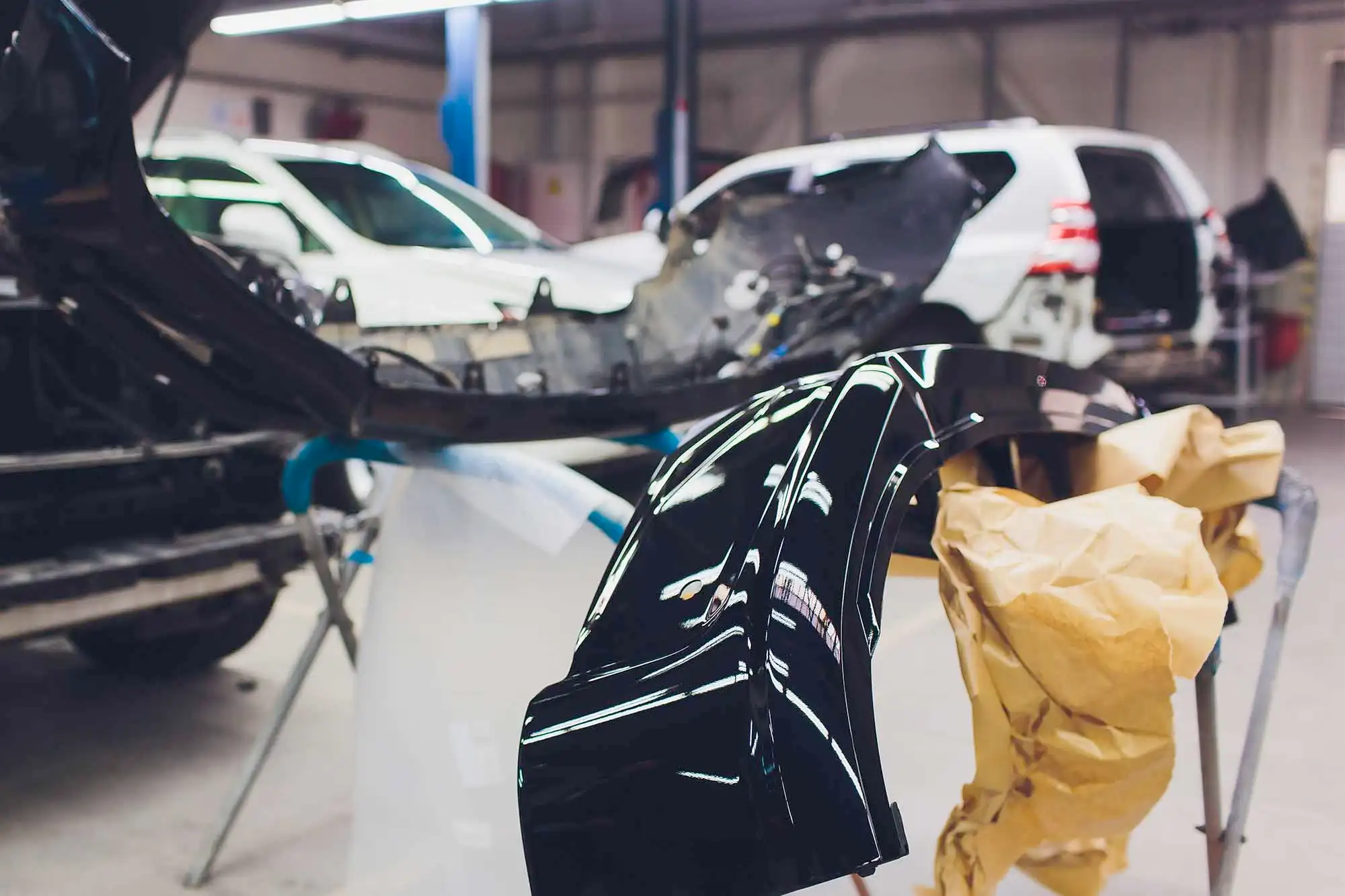 bumper repair in progress